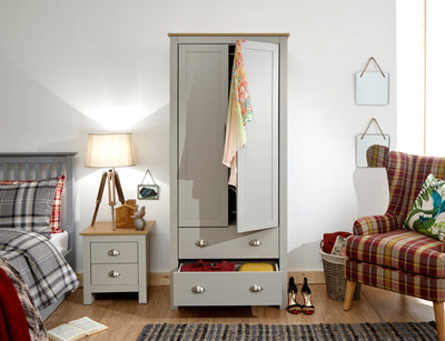 Lancaster 2 Door 2 Drawer Wardrobe Grey