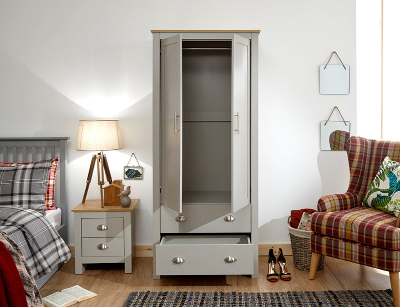 Lancaster 2 Door 2 Drawer Wardrobe Grey