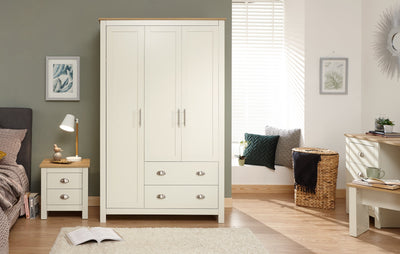 Lancaster 3 Door 2 Drawer Wardrobe Cream