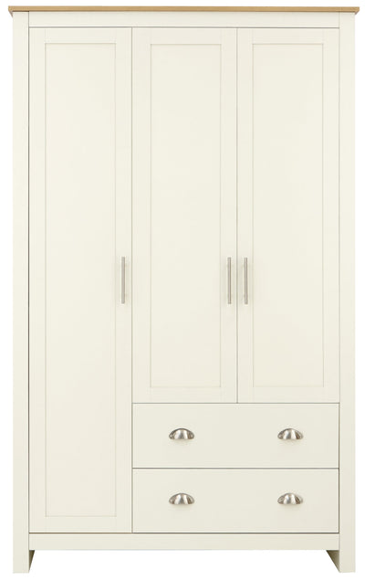 Lancaster 3 Door 2 Drawer Wardrobe Cream