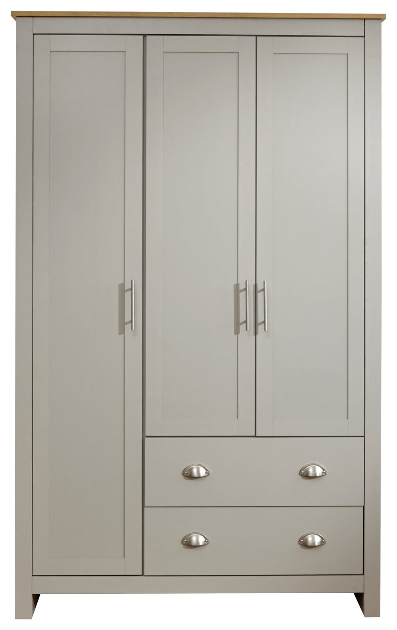 Lancaster 3 Door 2 Drawer Wardrobe Grey