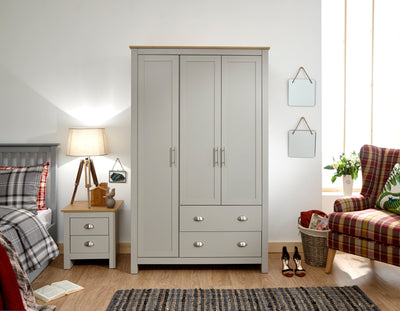 Lancaster 3 Door 2 Drawer Wardrobe Grey