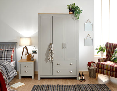 Lancaster 3 Door 2 Drawer Wardrobe Grey