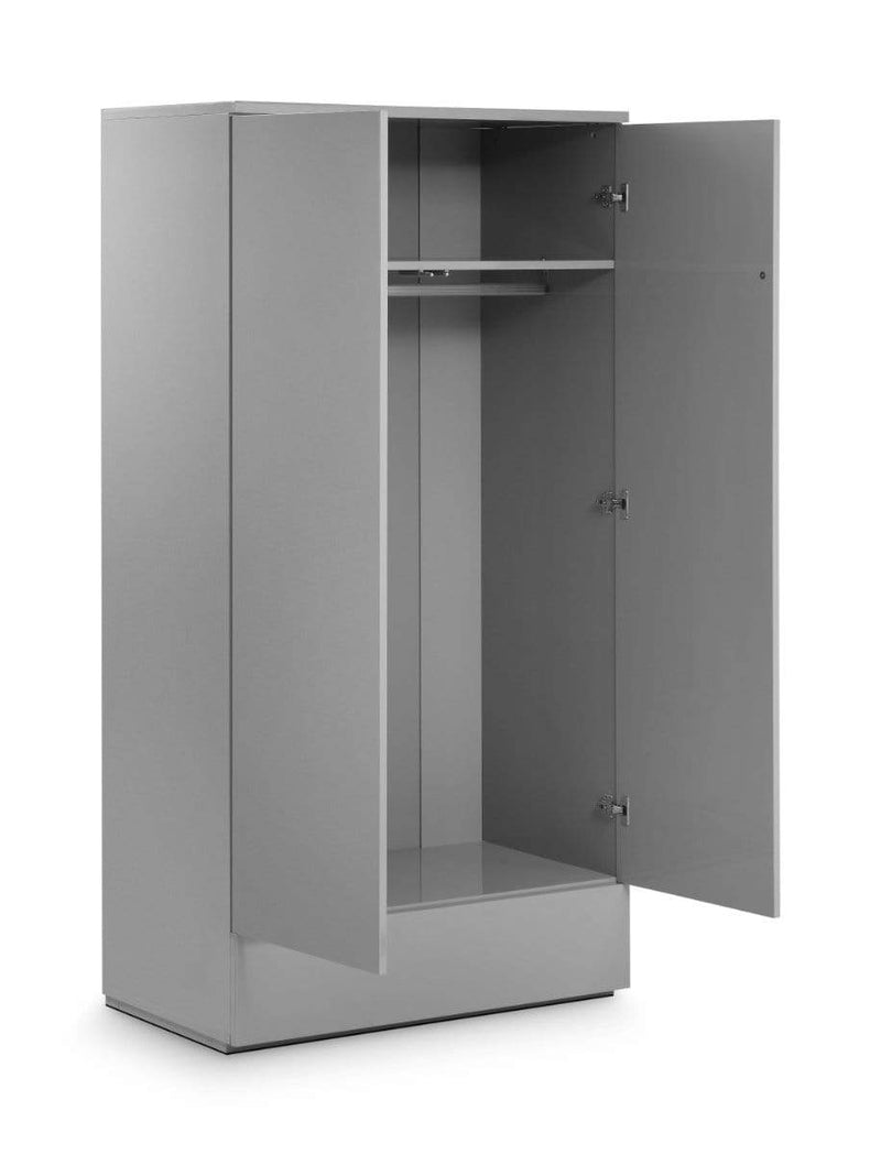 Monaco 2 Door 1 Drw Wardrobe - Grey Gloss