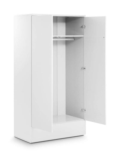 Monaco 2 Door 1 Drw Wardrobe - White Gloss