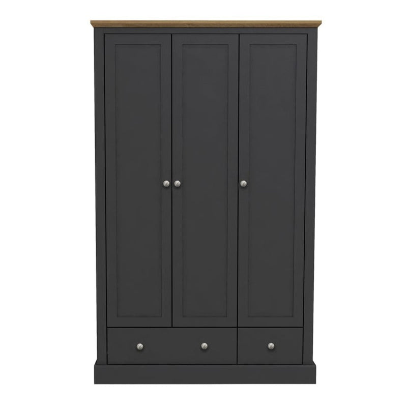 Devon 3 Door 2 Drawer Wardrobe Charcoal