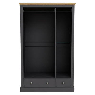 Devon 3 Door 2 Drawer Wardrobe Charcoal