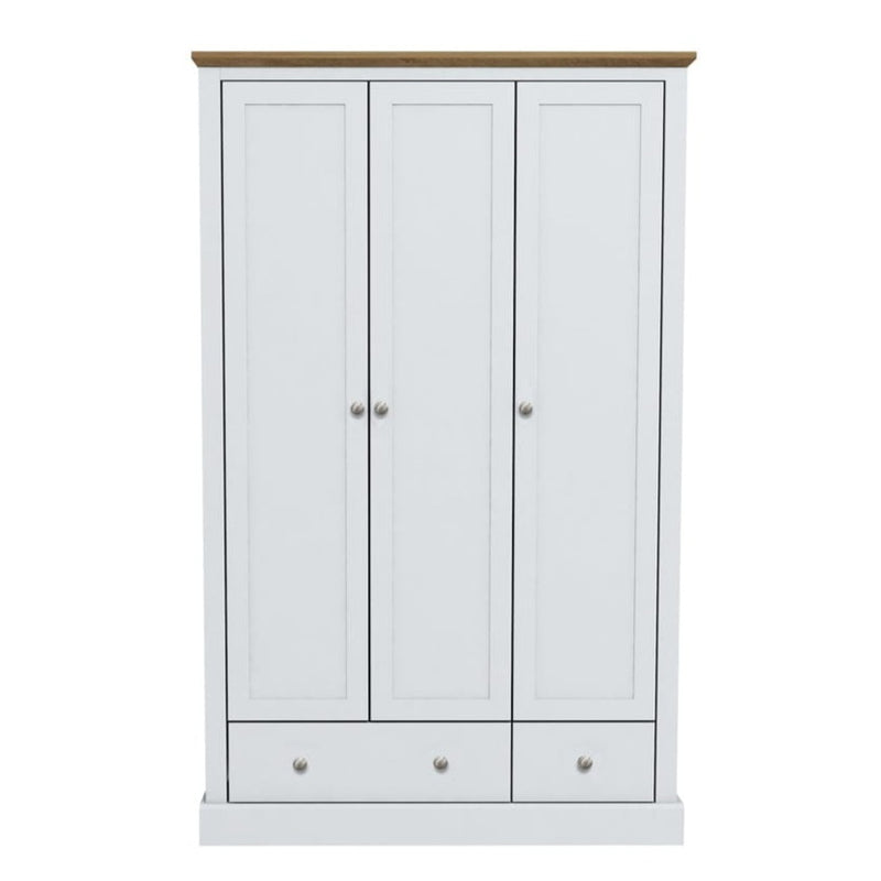 Devon 3 Door 2 Drawer Wardrobe White