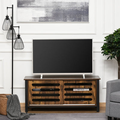 Industrial Wood-Effect TV Stand, With Storage