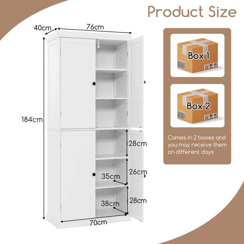 4 Door Freestanding Kitchen Pantry Buffet Cabinet-White