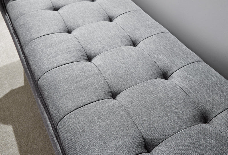 Milan Upholstered Bench Dark Grey Hopsack