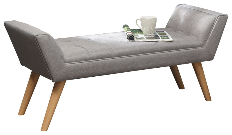 Milan Upholstered Bench Grey Hopsack