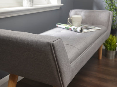 Milan Upholstered Bench Grey Hopsack