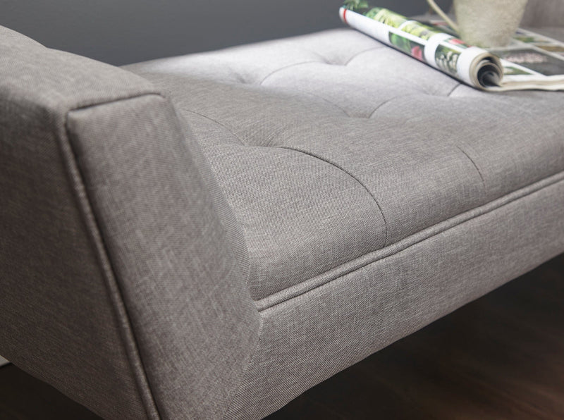 Milan Upholstered Bench Grey Hopsack