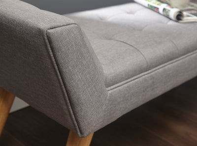 Milan Upholstered Bench Grey Hopsack