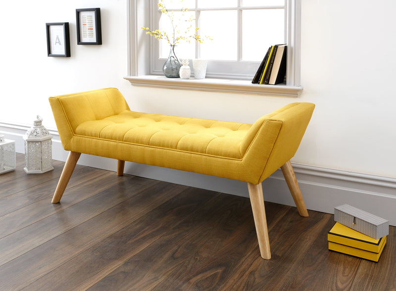 Milan Upholstered Bench Mustard