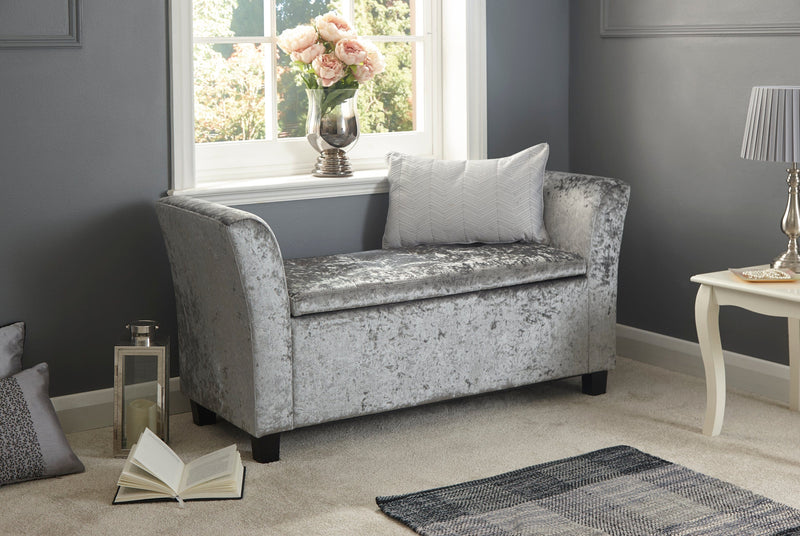 Verona Window Seat Grey Crushed Velvet