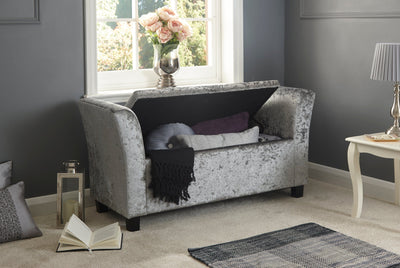 Verona Window Seat Grey Crushed Velvet