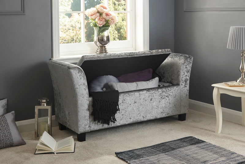 Verona Window Seat Grey Crushed Velvet