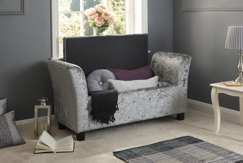 Verona Window Seat Grey Crushed Velvet