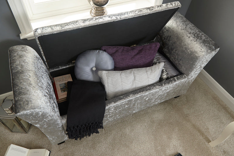 Verona Window Seat Grey Crushed Velvet