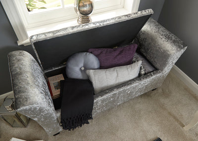 Verona Window Seat Grey Crushed Velvet