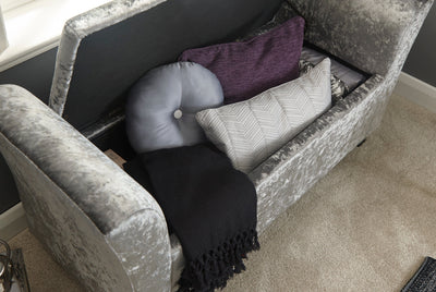 Verona Window Seat Grey Crushed Velvet