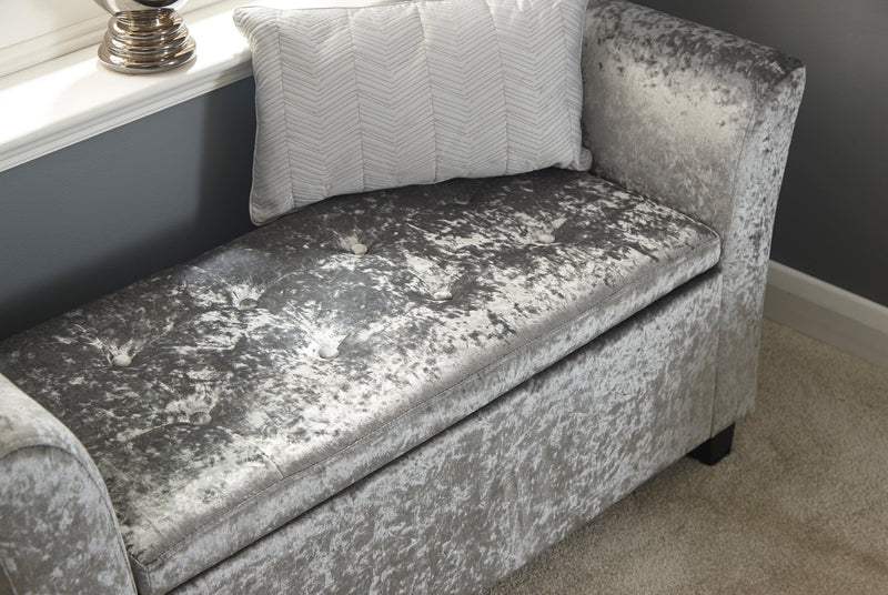 Verona Window Seat Grey Crushed Velvet