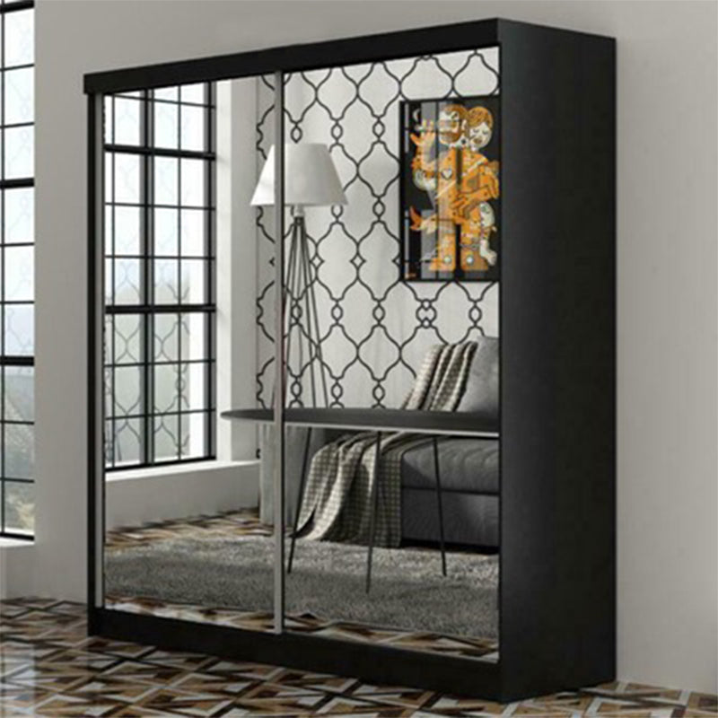 Quine Mirrored Sliding Door Wardrobe in 2 Sizes - Black, White, Grey