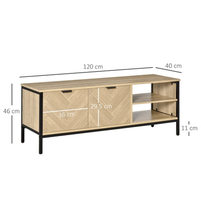 Double Door TV Cabinet Stand , Natural