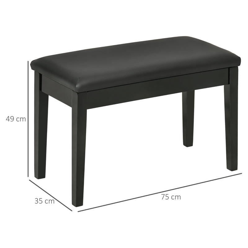 Faux Leather Padded Piano Stool- Black