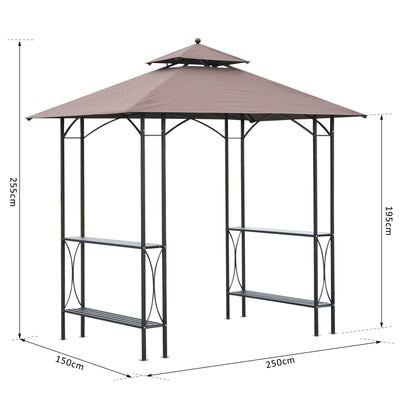 Outsunny BBQ Tent 250L× 150W × 255H cm-Black/Coffee