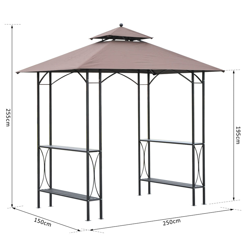 Outsunny BBQ Tent 250L× 150W × 255H cm-Black/Coffee