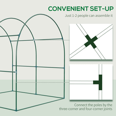 Outsunny Walk in Polytunnel Greenhouse, Green House for Garden with Roll-up Window and Door, 1.8 x 1.8 x 2 m, Green