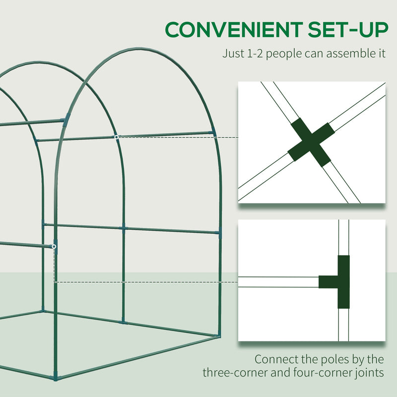 Outsunny Walk in Polytunnel Greenhouse, Green House for Garden with Roll-up Window and Door, 1.8 x 1.8 x 2 m, Green