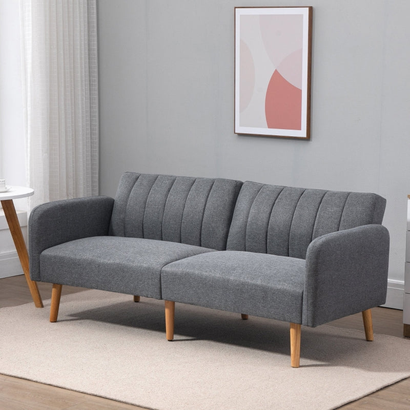 Two-Seater Sofa Bed, With Split Back - Grey