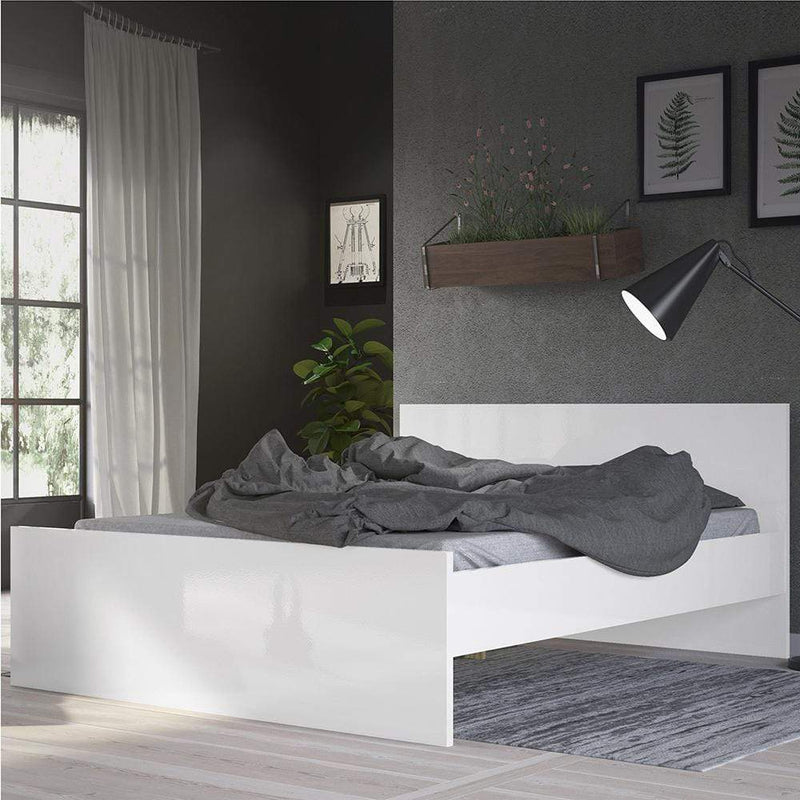 Naia - Naia Double Bed 4ft6 (140 x 190) in White High Gloss