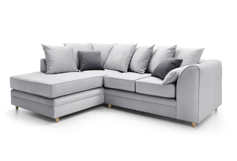 Chicago Velvet Corner Sofa - Silver Blue