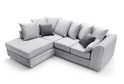 Chicago Velvet Corner Sofa - Silver Blue