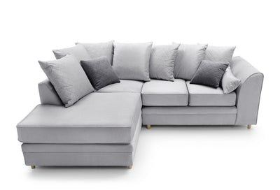 Chicago Velvet Corner Sofa - Silver Blue