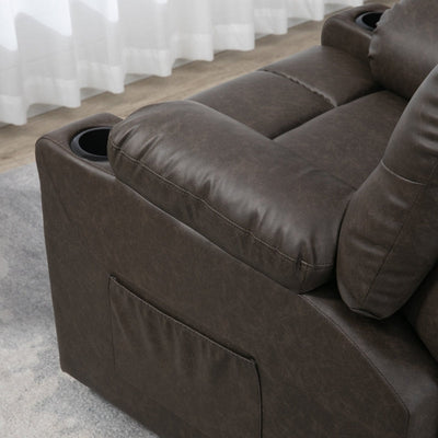 Faux Leather Reclining Armchair - Brown