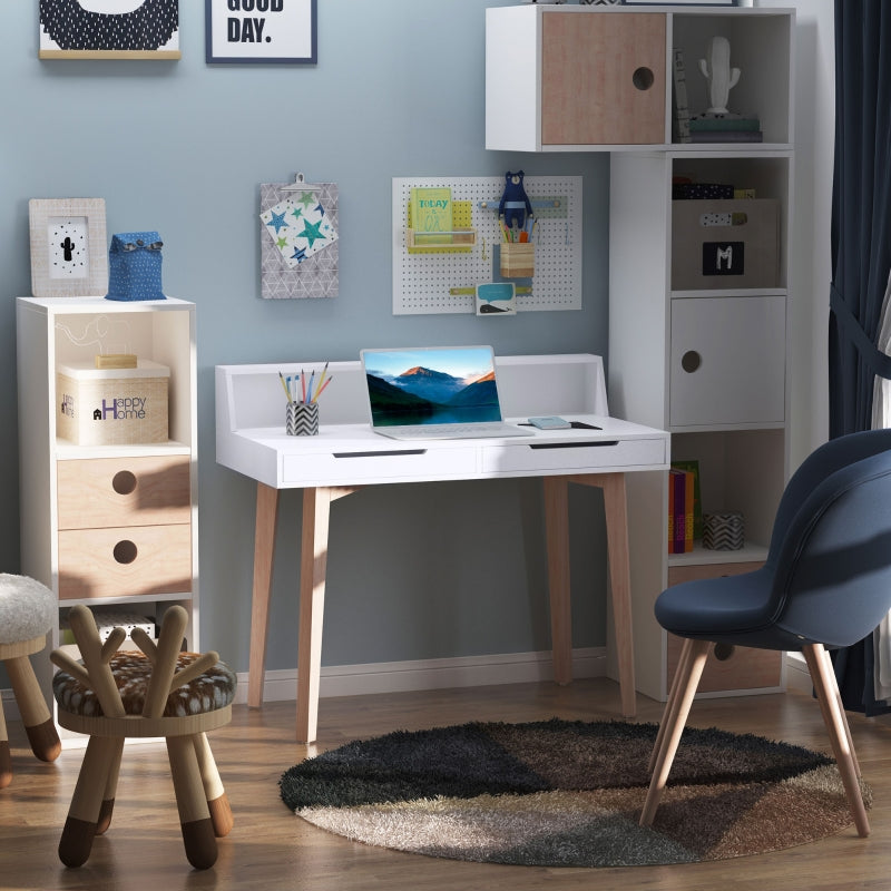 Scandinavian-Style Writing Desk, With Storage - White