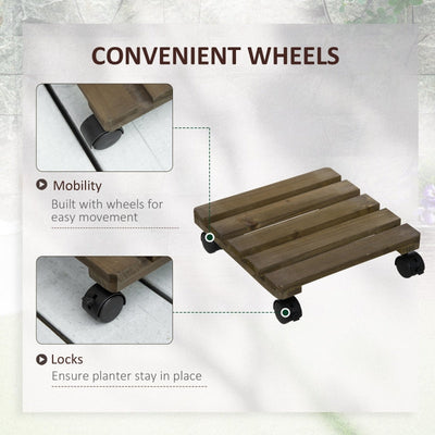 2 Pack Plant Stand With Wheels Mobile Flowerpot Holder