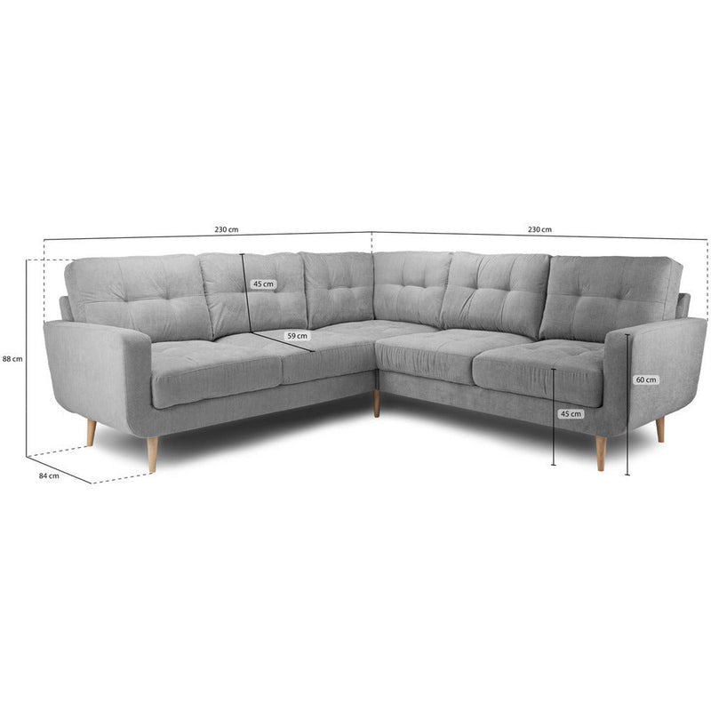 Aurora Soft Linen Grey Corner Sofa