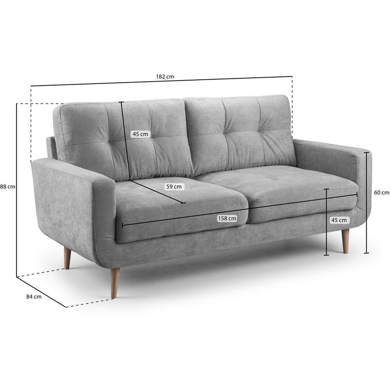 Aurora Soft Linen Grey 3 Seater Sofa