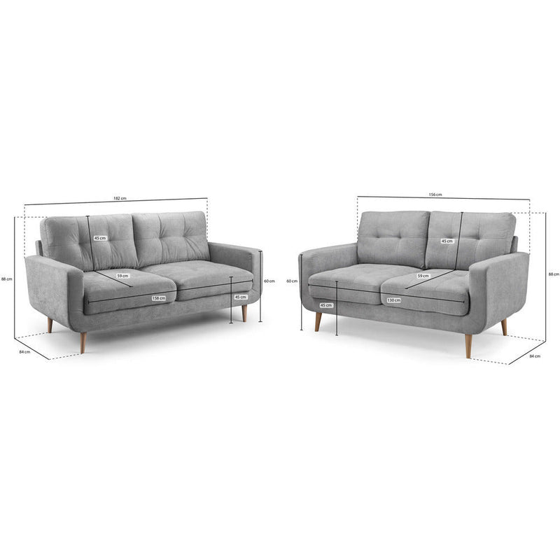 Aurora Soft Linen Grey 2 & 3 Seater Sofa Set