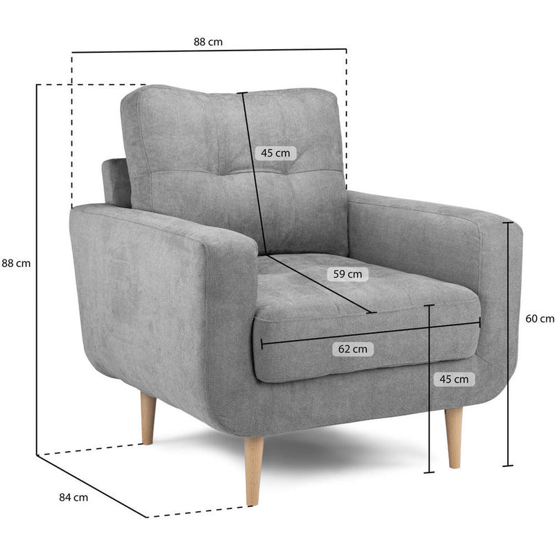 Aurora Soft Linen Grey Armchair