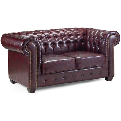 Chesterfield 2 & 3 Seater Leather Sofa Set