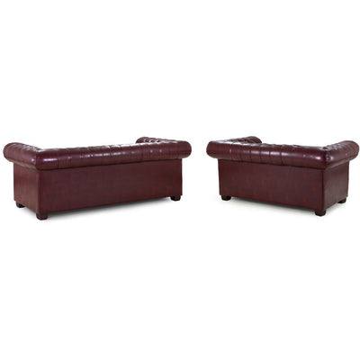 Chesterfield 2 & 3 Seater Leather Sofa Set