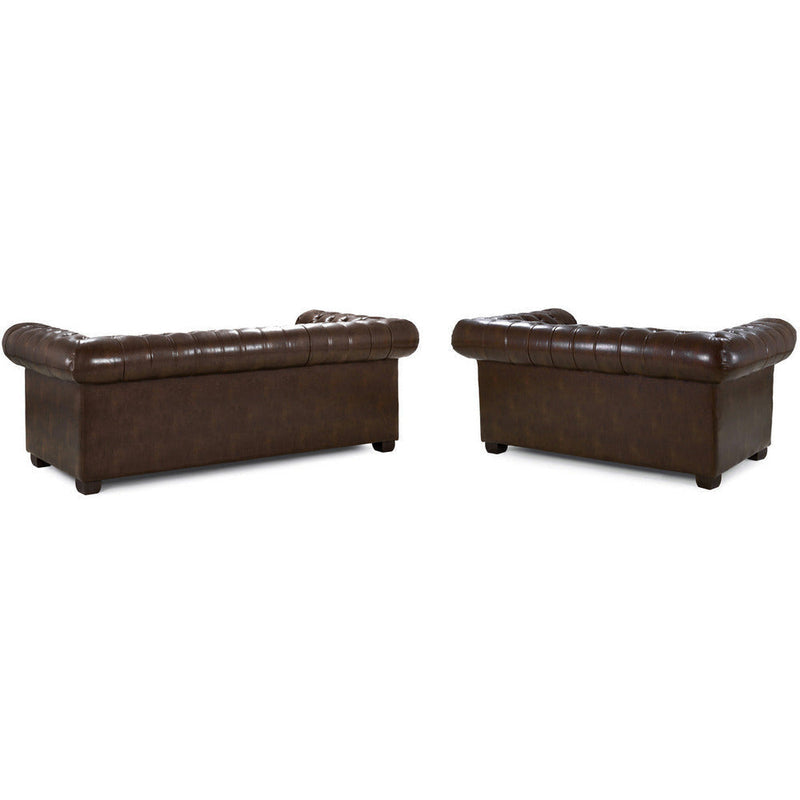 Chesterfield 2 & 3 Seater Leather Sofa Set